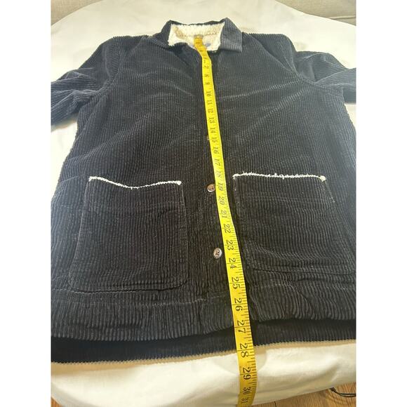 LL Bean Corduroy Sherpa Lined Button Shacket Womens Size Small Black Chore Cozy - Picture 9 of 10